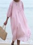 Loose Lantern Sleeve Linen Cotton And Linen Dress