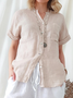 Batwing Sleeve Linen Plain Linen Blouse