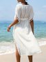 V Neck Plain Lace Vacation Dress