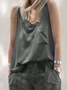 Loose Plain Crew Neck Casual Two-Piece Set