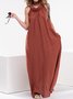 Women's summer crewneck casual cotton linen dress