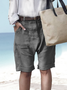 Plain Linen Zipper Cotton And Linen Shorts