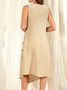 Women's summer breasted printed cotton and linen dress