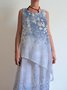 Women's summer cotton and hemp floral print dress