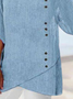 Plus Size Casual V Neck Button Plain Three Quarter Sleeve Tunic Top