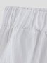 Loose Casual Pockets Elastic Waist Hollow Out Lace Plain Linen Pants