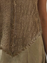 Women Casual Khaki V Neck Breathable Sleeveless Linen Tank Top Summer Cami Top