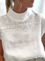 Half Turtleneck Loose Linen Shirt