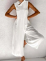 Plain Cotton And Linen Linen Buttoned Jumpsuit