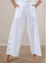 Loose Linen Plain Cotton And Linen Pants