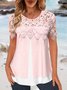 Fake two piece tunic lace crewneck top