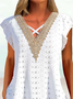 V Neck Lace Casual Loose Shirt