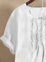 Women Causal Ruched Crew Neck Cotton And Linen Short Sleeve Summer Plain T-shirt