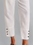 Women Plain Casual Loose Pockets Button Cotton Linen Pants