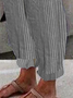 Women Casual Stripe Loose Pockets Elastic Waist Pants Ankle Length Pants