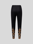 Women Ethnic Autumn Vacation Polyester Natural Daily Loose Leggings H-Line Leggings