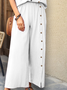 Women Casual Button Short Sleeve Top and Comfy Pants Two-Piece Sets White Suits 