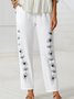 Women Floral Casual Loose Elastic Waist Pockets Pants