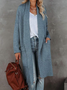 Women Long Sleeve Lapel Open Front Long Woolen Cardigan with Pockets