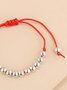 Casual Silver Metal Beaded Leather Anklet Holiday Bohemian Women's Jewelry