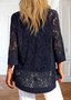 Casual Plain Lace Loose Two-Piece Set