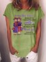 Women Text Letters Crew Neck Casual Short Sleeve T-shirt
