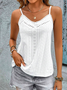 Lace Casual V Neck Plain Eyelet Cami
