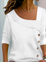 Women Casual Asymmetrical Neck Buttoned Long Sleeve Top