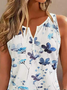 Casual Floral Loose Cotton Tank Top