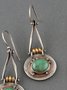 Ethnic Oval Turquoise Two-Tone Earrings