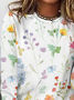 Women Floral Crew Neck Casual Long Sleeve T-shirt