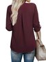 Woman Loose V-neck Fashion Urban Plain Shirt