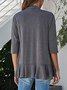 Solid Color Regular Sleeve Ruffle Hem Simple Kimono