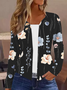 Women Casual Floral Print Long Sleeve Open Front Jacket