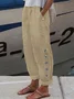 Women's Linen Pants Trousers Baggy Button Daisy Print Pant Full Length Cotton And Linen Side Pockets Baggy