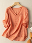 Buckle Plain Short Sleeve Casual Shirt