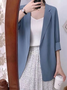 Women Casual Elegant Long Sleeve Lapel Open Front Work Office Plain Jacket Blazer