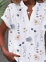 Women V Neck Casual Floral Loose Short Sleeve Tunic Top