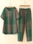Casual Buckle Plaid Two-Piece Set
