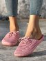 Women Lace Up Hollow Out Waterproof Beach Mules