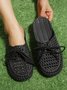 Women Lace Up Hollow Out Waterproof Beach Mules