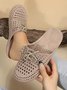 Women Lace Up Hollow Out Waterproof Beach Mules