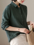 Plain Buckle Long Sleeve Casual Blouse