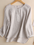 Plain Long Sleeve Casual Embroidery Notched Shirt
