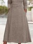 Plain Buckle Pocket Stitching Casual Maxi Dress
