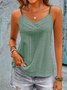 Lace Casual V Neck Plain Eyelet Cami