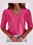 Casual V Neck Plain T-Shirt