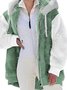 Casual Color Block Hoodie Teddy Jacket