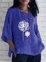 Cotton And Linen Loose Crew Neck Casual Shirt