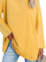 Women Plain V Neck Casual Long Sleeve T-shirt